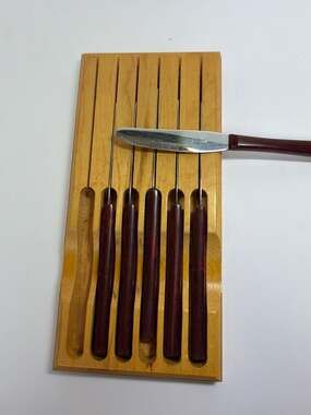 Vintage Kaylan 6-Piece Stainless Steel Steak Knife Set with Faux Bakelite Handle